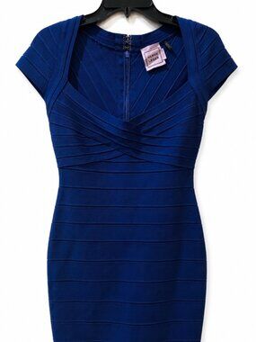 Hervé Léger Raquel Bandage Bodycon Dress – Ultramarine Blue – Size Large